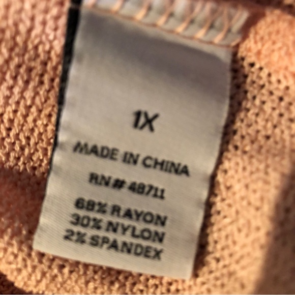 NWT Ophelia Roe peach puff sleeve thin sweater 1X - Picture 6 of 6